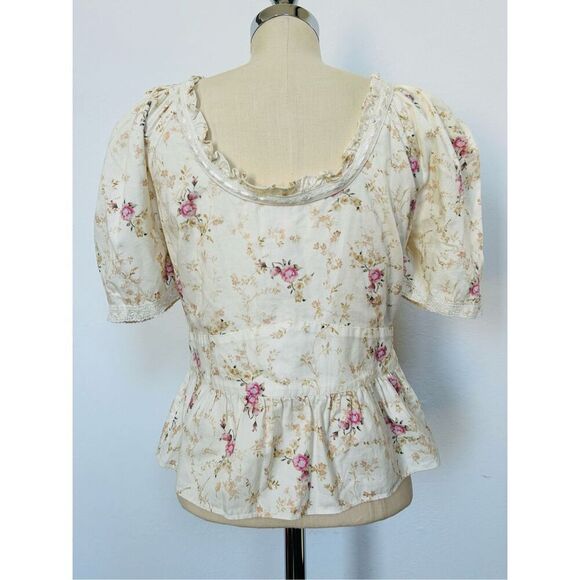 NEW LoveShackFancy Women’s S Tayshia Pink Parasail Blouse - Picture 11 of 14